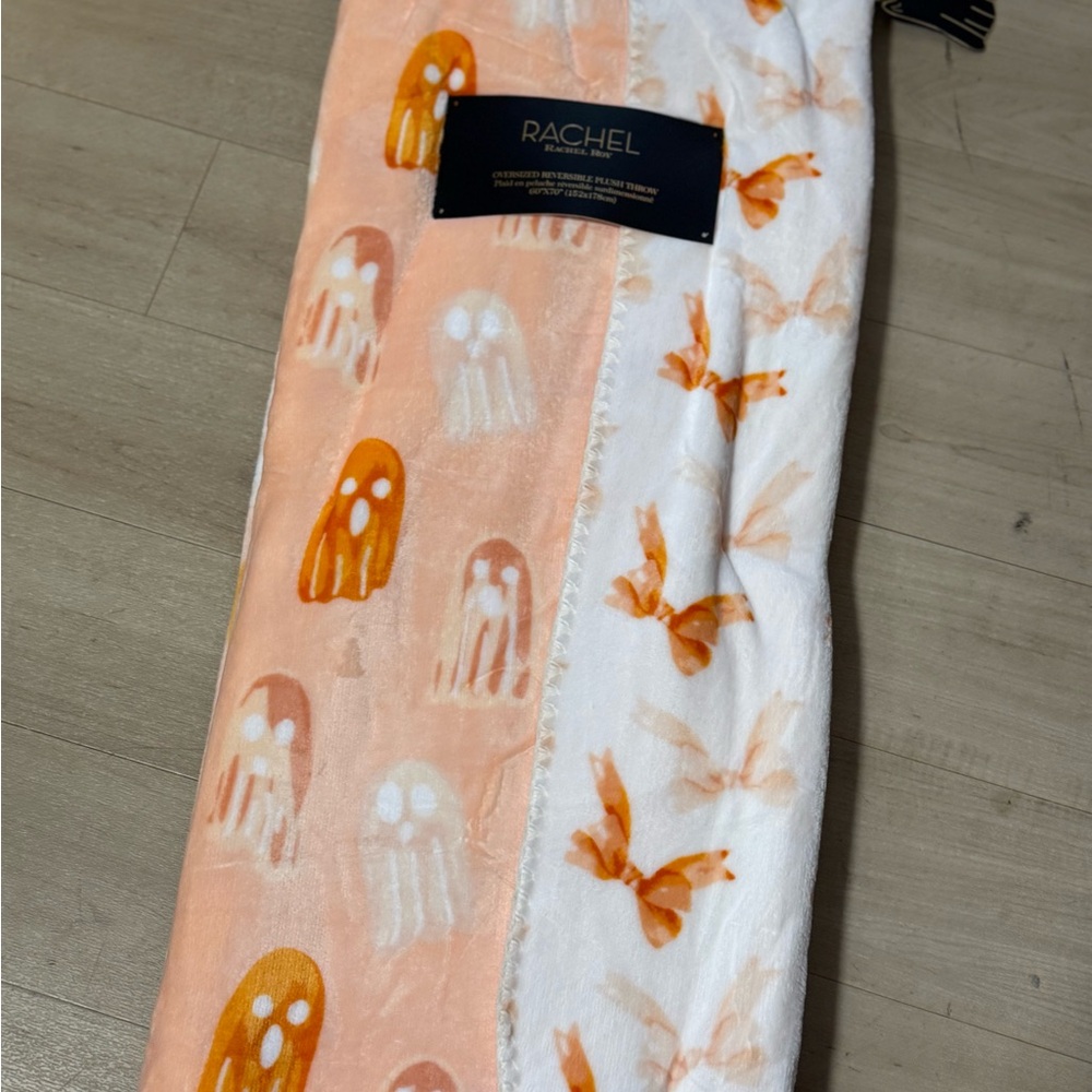 Rachel Parcell Orange and White Throw Blanket